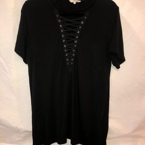 Black Lace Up Top